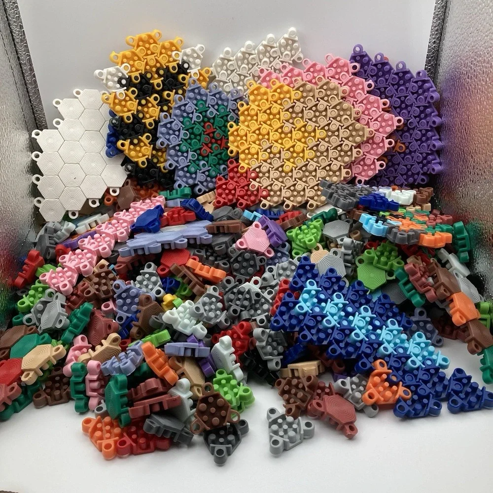 Vintage Flexible Hexabits 875 pc. Flexible Building Tiles 2D 3D Fun Bucket